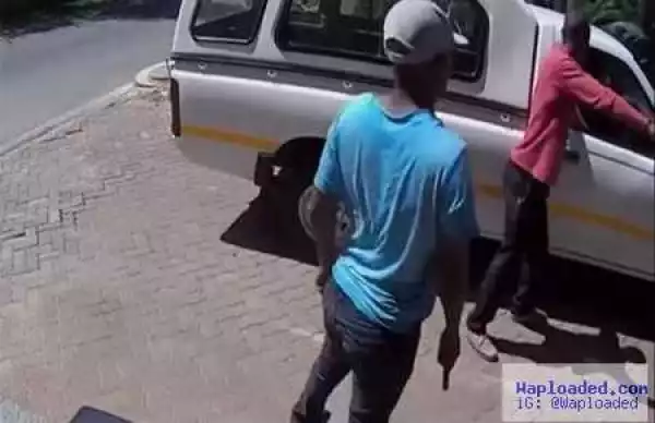 Omg! Watch Terrifying Video Where Gunmen Rob a Man Shortly After He Withdrew Money from the Bank